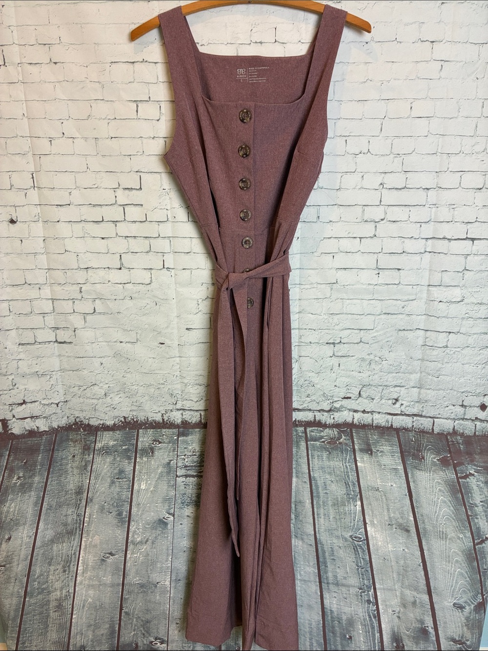Albion Fit Buttoned Up Tie Waist Overall Jumpsuit Pink Purple Size Small Travel - Picture 2 of 16